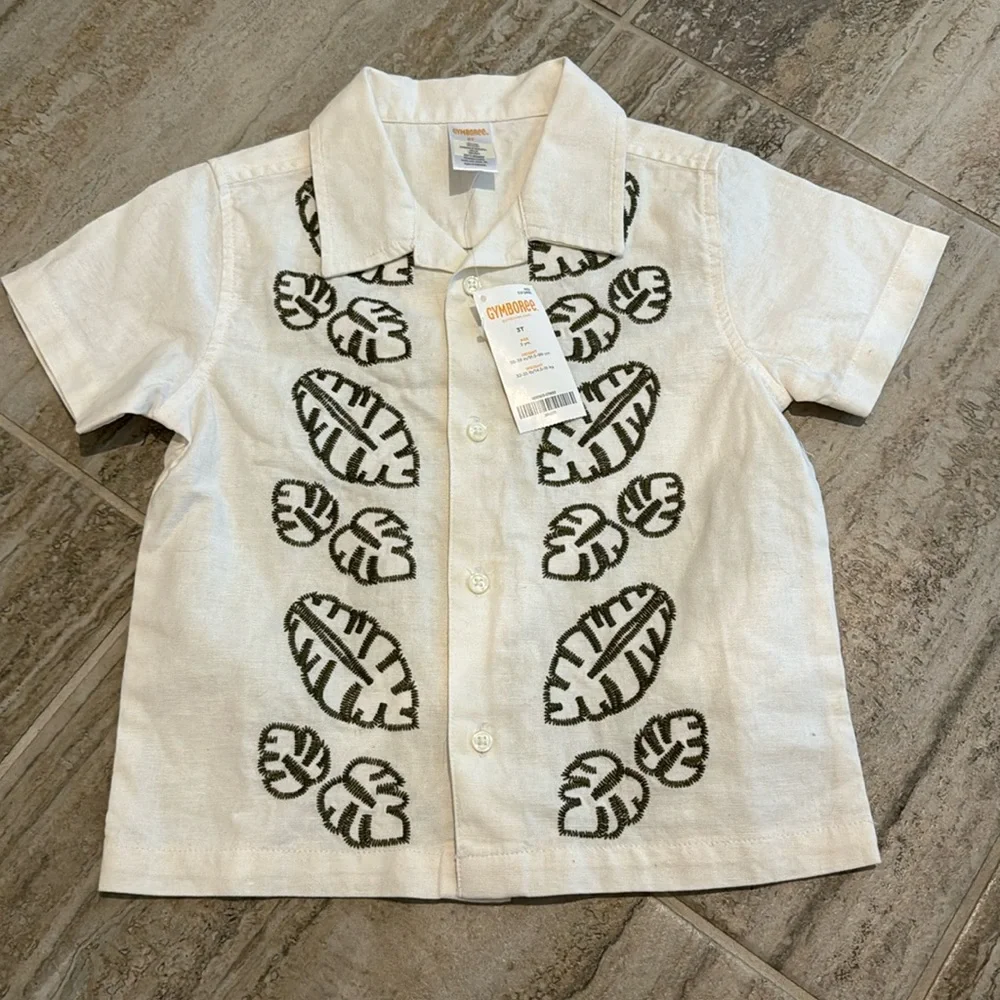 NWT GYMBOREE Boys Short Sleeve Embroidered Button Down Size 3T